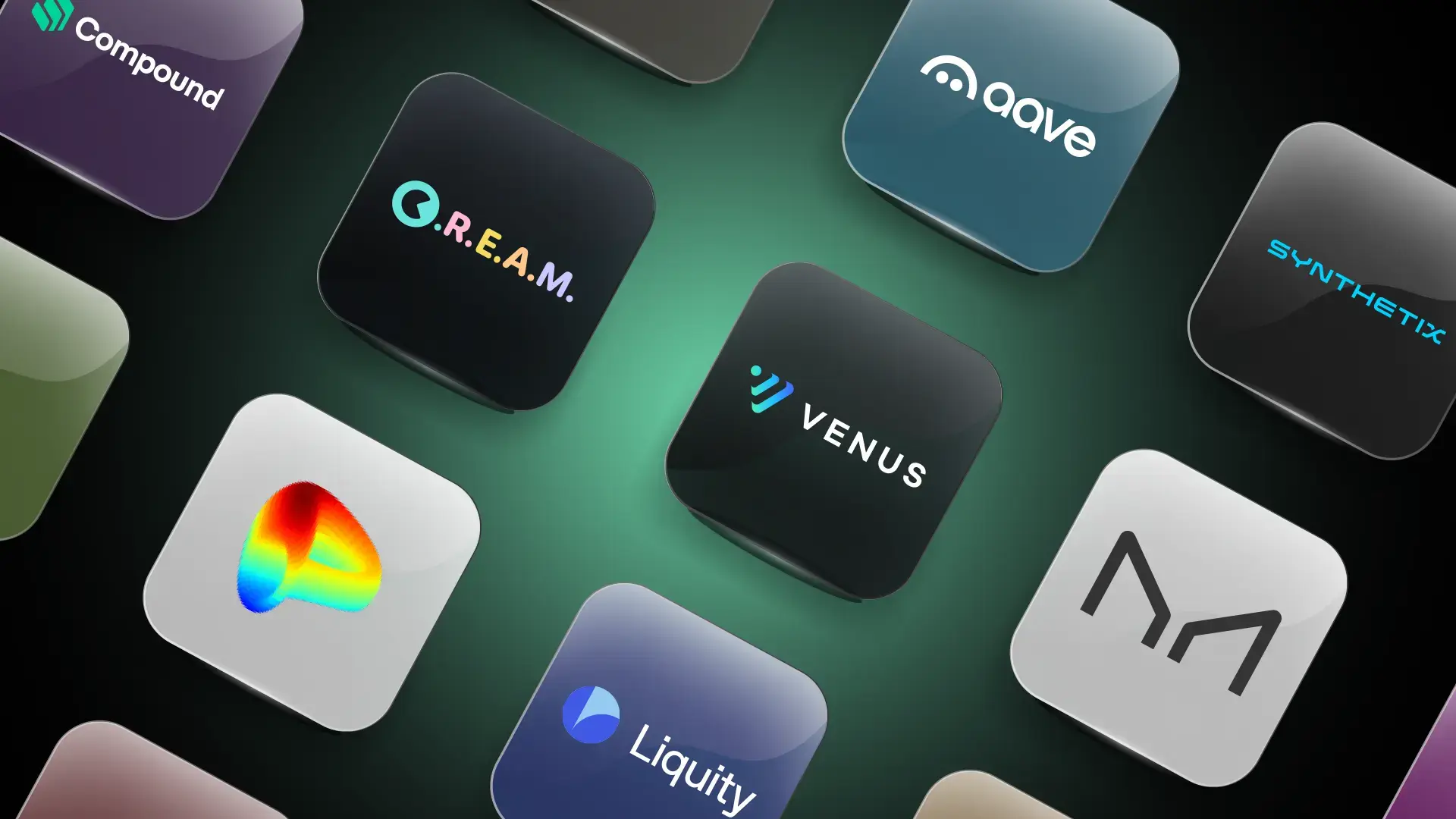  The image shows a close-up view of several app icons on a digital screen. The visible icons include one labeled 'Compound' with a green and white logo, and another icon with a colorful, abstract design resembling a heat map. The background is blurred, making it difficult to discern other details. This image is relevant as it highlights specific applications, possibly related to finance or data visualization, which could be of interest to users in those fields.
        